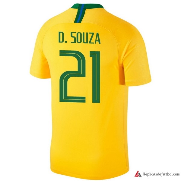 Camiseta Seleccion Brasil Primera equipación D.Souza 2018 Amarillo